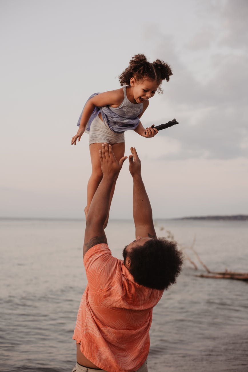 father and child having fun